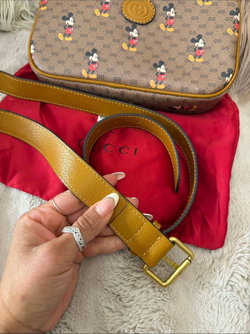 Disney Brown Mickey Canvas Crossbody Pouch - Picture 16 of 17